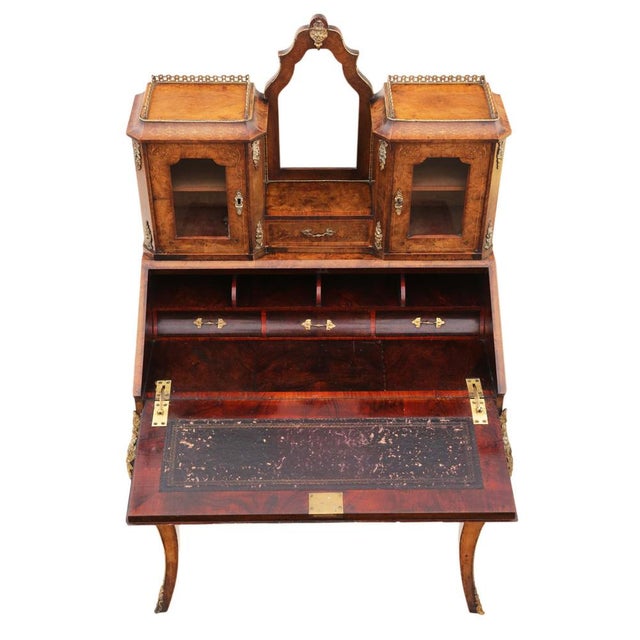 Antique Inlaid Burr Walnut Desk, 1800s For Sale - Image 6 of 11
