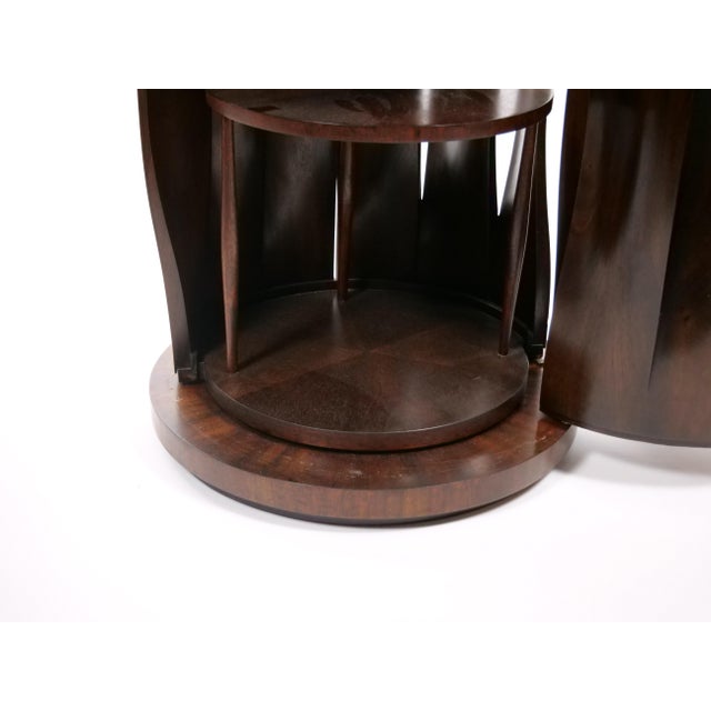 Wood Mid-Century Modern Mahogany Drum-Shaped Revolving Side Table For Sale - Image 7 of 9