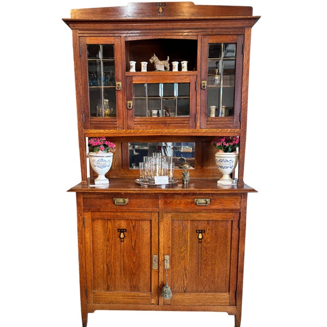 Gorgeous Dutch Arts & Crafts Buffet Cabinet C. 1920 For Sale - Image 18 of 18