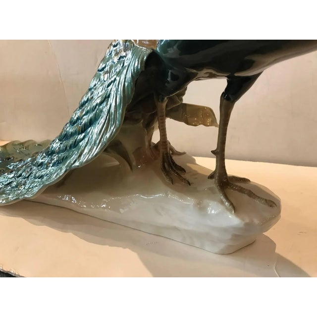 Ceramic 1910s Art Nouveau Extraordinary Nymphenburg Porcelain Peacock For Sale - Image 7 of 11