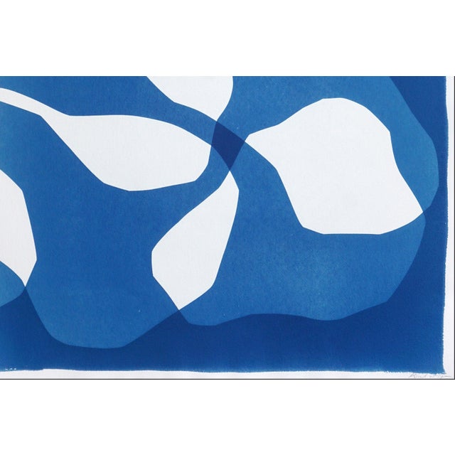 Blue 2025, Abstract Geometric Diptych in White and Blue of Asteroid Belt, Handmade Unique Monotype Cyanotype on Watercolor Paper For Sale - Image 8 of 9