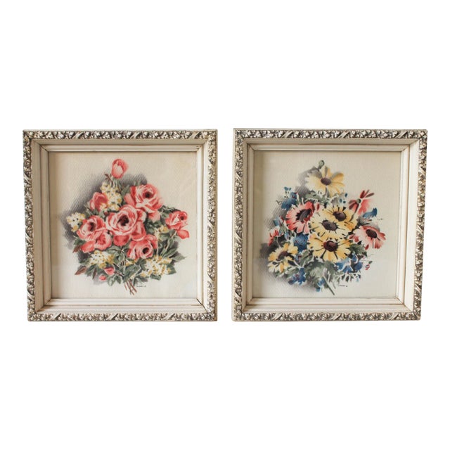 Vintage Framed Turner Floral Prints For Sale