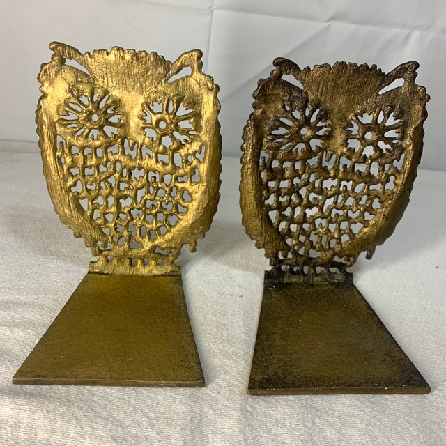 Vintag Brass C. 1970s Owl Bookends - Pair For Sale In Chicago - Image 6 of 6