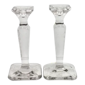 Vintage French Country Crystal Candlesticks