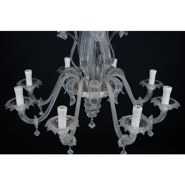 Vintage Classic Art Glass Italian Murano Clear Glass Chandelier, 1940s For Sale - Image 16 of 18
