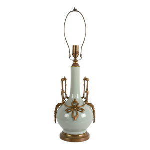 Bronze Mounted Celadon Porcelain Table Lamp – Neoclassical Style With Ornate Bronze Mounts