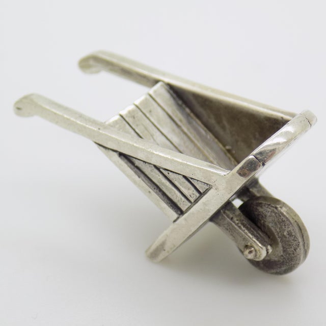 Vintage Italian Handmade Genuine Silver Wheelbarrow Dollhouse Miniature by Raspini Gioielli, 1980s For Sale - Image 11 of 11