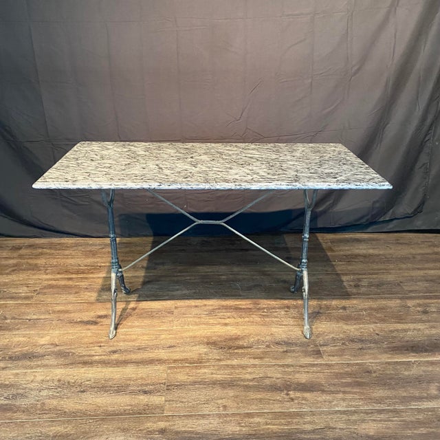 Early 20th Century Early 20th Century French Marble Top Café Table or Bistro Table With Cast Iron Base For Sale - Image 5 of 9