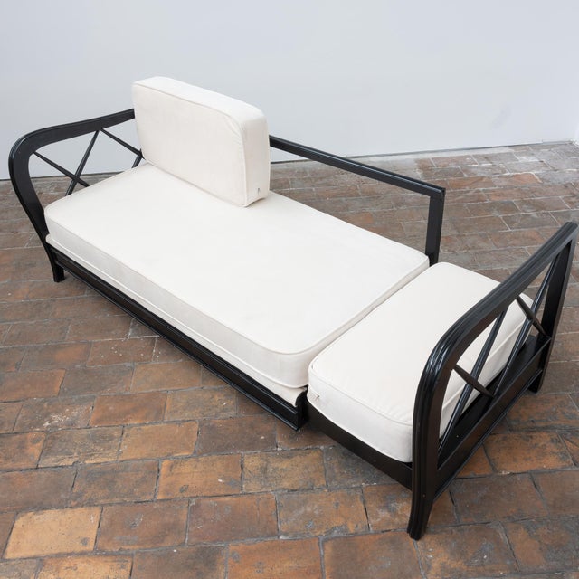Modular velvet and wood sofa by Paolo Buffa - 1950 Ebonized wood frame. Seat and back upholstered in velvet (removable...