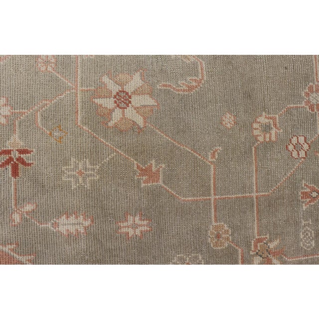 Large Antique Turkish Oushak With Medallion in Green and Pink 13'4 X 16'4 For Sale - Image 9 of 12