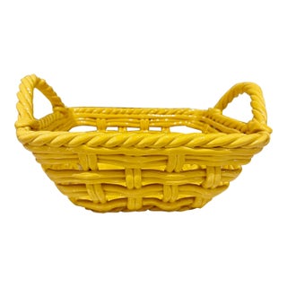 Pottery Yellow Basket For Sale