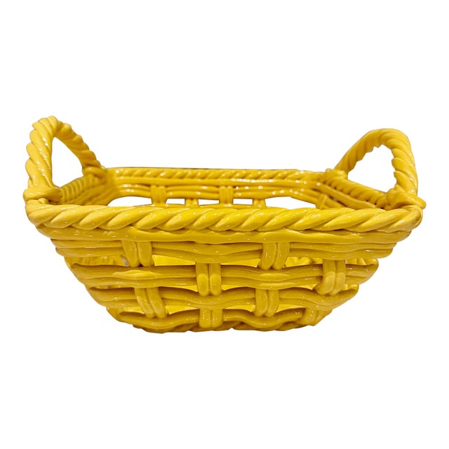 Pottery Yellow Basket For Sale