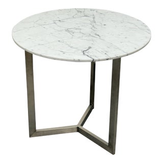 Room & Board Classic Venatino Marble Round End Table For Sale