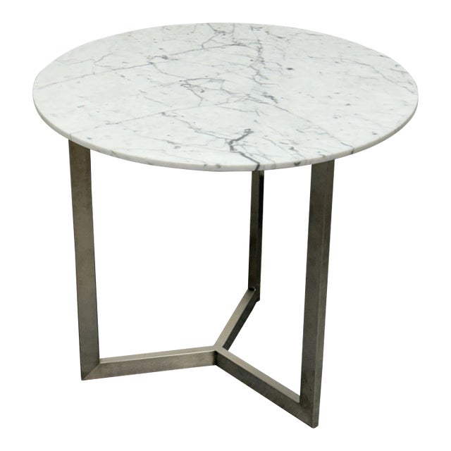 Room & Board Classic Venatino Marble Round End Table For Sale