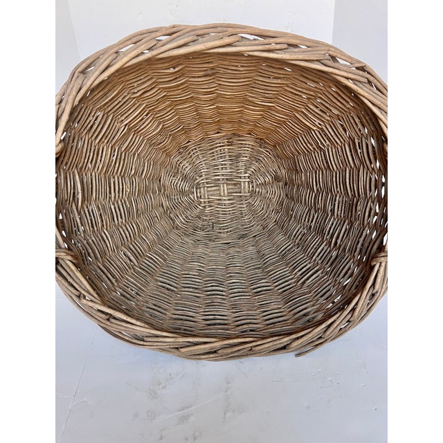1940s 1940s French Woven Wicker Oval Market Basket For Sale - Image 5 of 12