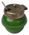 Art Deco, Snuff or Cocaine Lidded Pot, Green Art Glass, Sterling Silver, 1930s For Sale