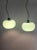 Pair of green glass ceiling lamps designed by Alessandro Pianon and produced by Lumenform in the 1960s. This piece has an...