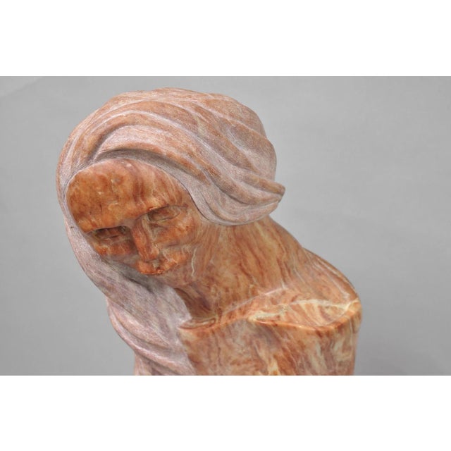 Vintage Seymour Shuren Modern Carved Pink Marble Tall Woman Figure Sculpture For Sale - Image 14 of 18