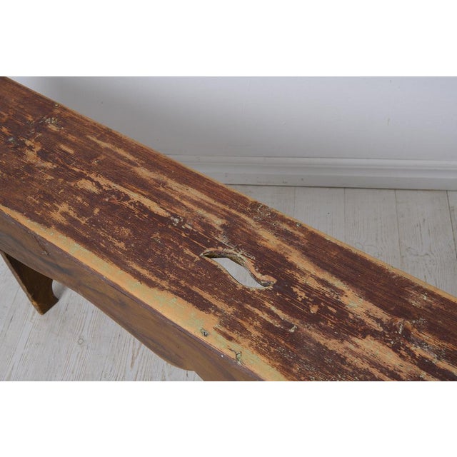 Wood Antique Northern Swedish Country House Bench with Faux Paint For Sale - Image 7 of 10