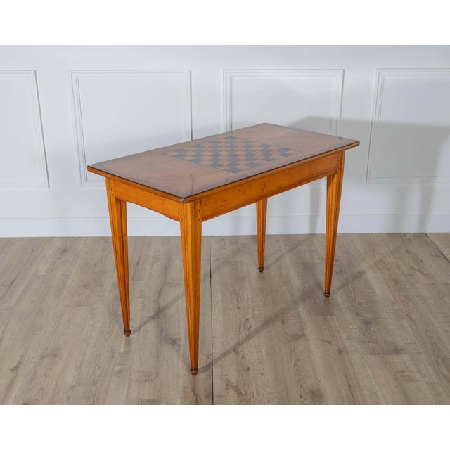 19th Century 19th Century Late Gustavian Cherry and Nutwood Game Table with Checkerboard and Backgammon For Sale - Image 5 of 9