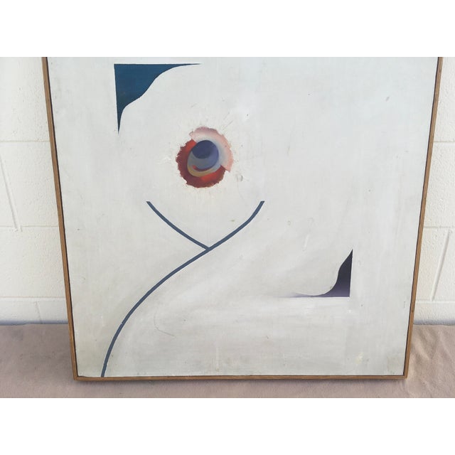 Abstract Original Vintage Framed Abstract Eye Painting Wear Signed For Sale - Image 3 of 4