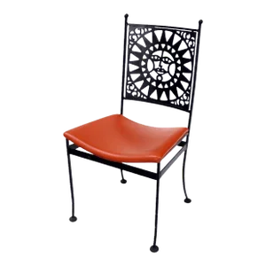 Thick Steel Chair Pierced Sun Sunburst Design Back Mid-Century Modern