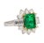 Metal 4.42 Carat Tw Colombian Emerald With Round & Emerald Cut Diamond Halo 18k Ring Size 7 For Sale - Image 7 of 12
