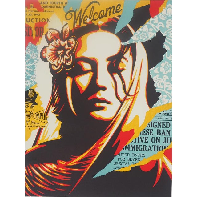 Shepard FAIREY aka OBEY GIANT (1970) Welcome visitors Original letterpress (typography) in color Signed and dated 2020 in...