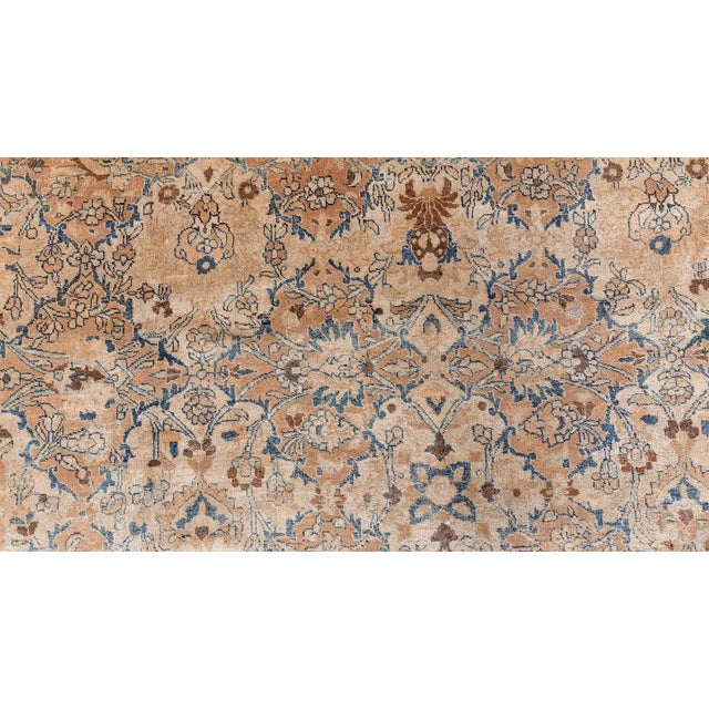 Antique Persian Meshad Botanic, Blue, Brown Hand Knotted Wool Rug For Sale - Image 9 of 11