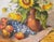 Textile Bernhard Templin, Autumn Still Life with Sunflowers, 1920s, Tempera Painting on Canvas, Framed For Sale - Image 7 of 14