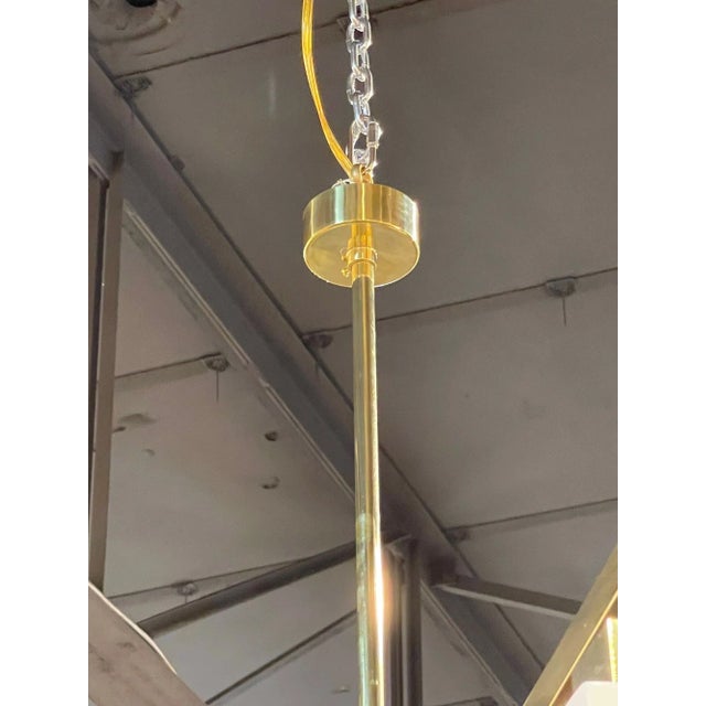 Modern Murano Square Shaped Glass and Brass Chandelier For Sale In Dallas - Image 6 of 10