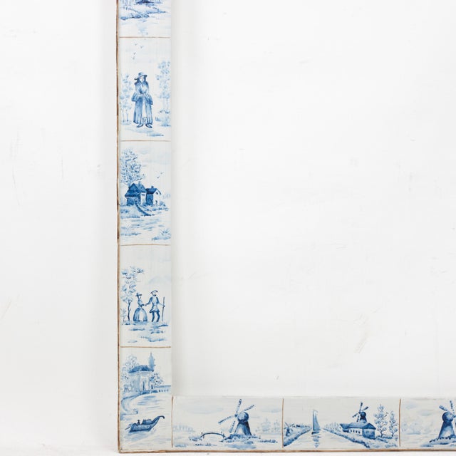 Early 21st Century Vintage Dutch Blue and White Tile-Style Wall Mirror For Sale - Image 5 of 10