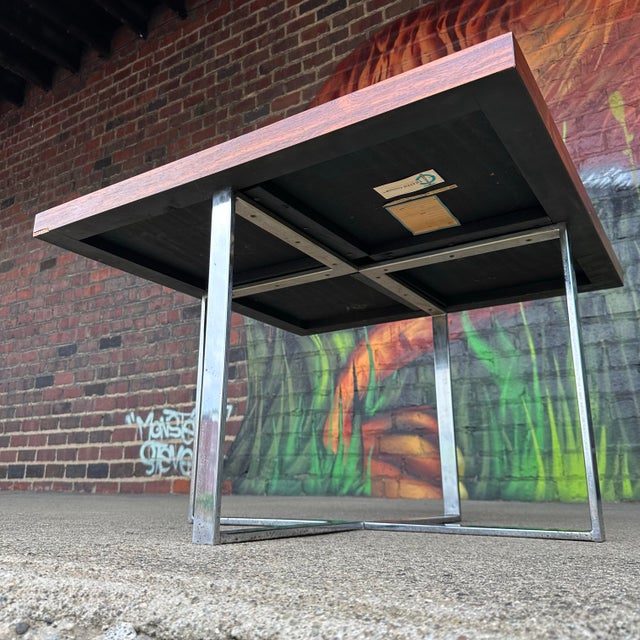 Mid-Century Modern Milo Baughman for Thayer Coggin Rosewood and Chrome Side Table For Sale - Image 3 of 12