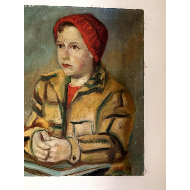 1950s Portrait of a Boy “Charley Ascher” - Oil on Canvas- 16 x 20” Fabulous, early midcentury oil painting of a portrait...