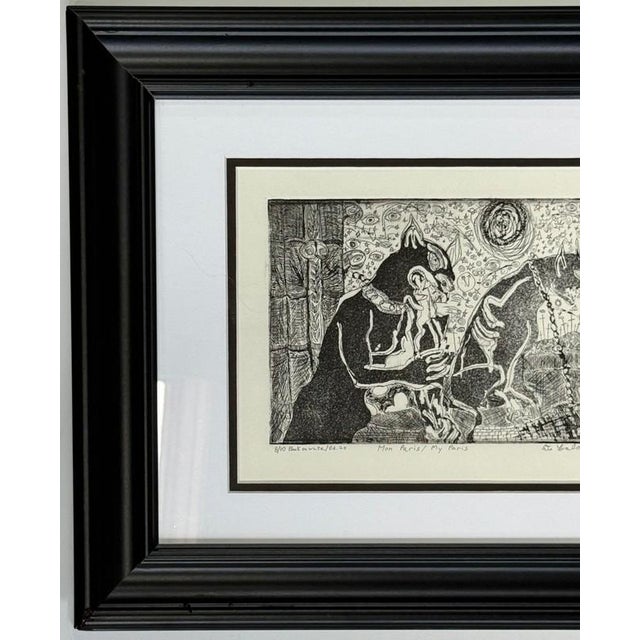 Abstract Late 20th Century Jerry Difalco (1952-2021 Nj/Pa) Framed Etching Aquatint Print #8/10, "Mon Paris", Surreal Gargoyes For Sale - Image 3 of 10