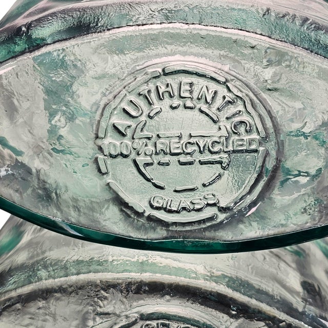 Glass Vidrios San Miguel Studio Authentic 100% Recycled Glass Aqua Seagrass Vase 13" For Sale - Image 7 of 7