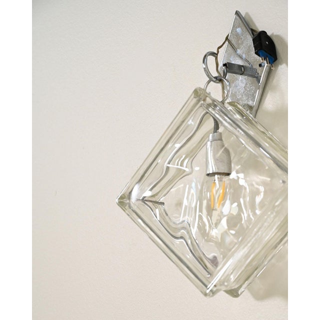 Metal European Pressed Glass and Metal Wall Light, 1970s For Sale - Image 7 of 8