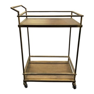 Classic Wood and Brass Bar Cart For Sale