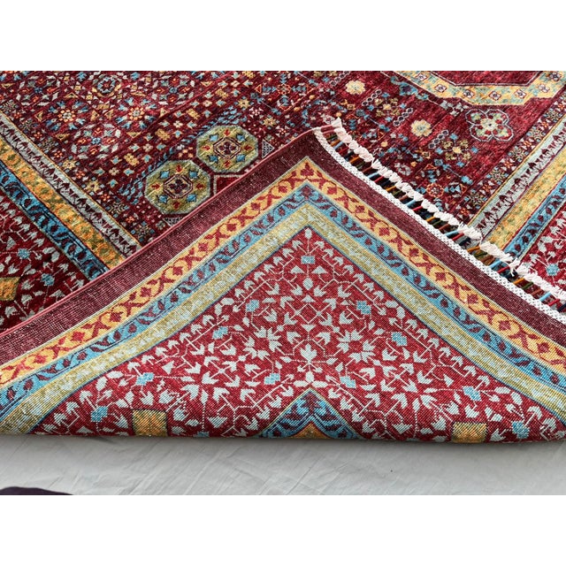 8' X 11'4" Red Mamluk Geometric Wool Rug For Sale - Image 15 of 15