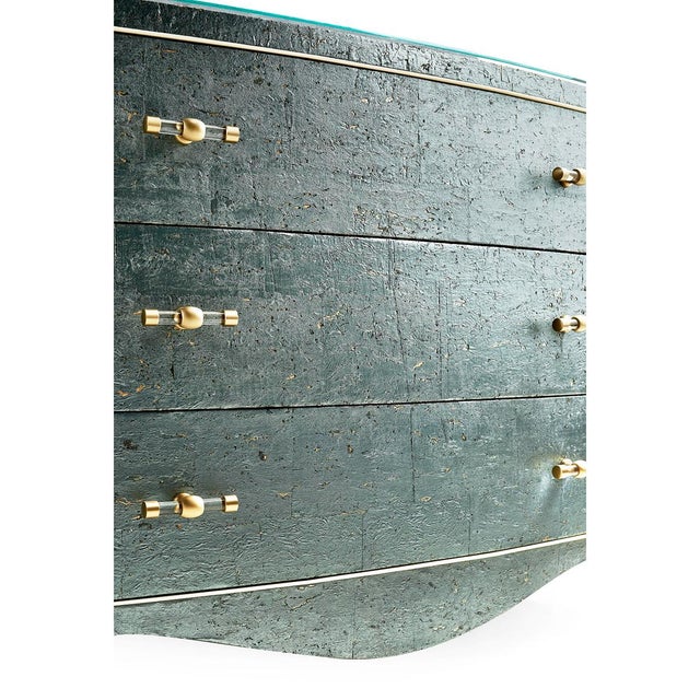 Teal Georgian Style Bow Front Bedside Chest For Sale - Image 8 of 12