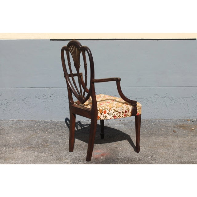 Wood Sheraton Style Heavily Carved Mahogany Armchair For Sale - Image 7 of 13