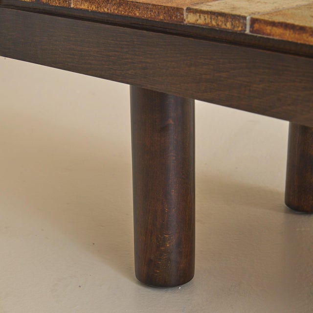 Brown French Garrigue Botanical Motifs Ceramic Coffee Table by Roger Capron, 1970s For Sale - Image 8 of 11