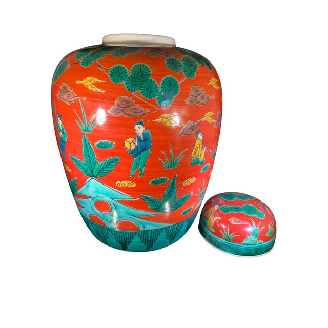 Chinese Antique Chinese Hand Painted Ceramic Ginger Jar For Sale - Image 3 of 7