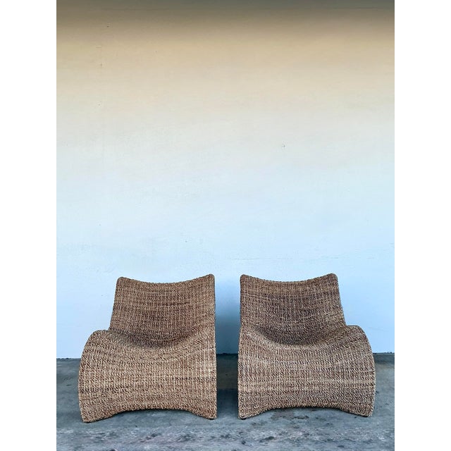 Tan Vintage Biomorphic Seagrass Lounge Chairs - Set of 2 For Sale - Image 8 of 12