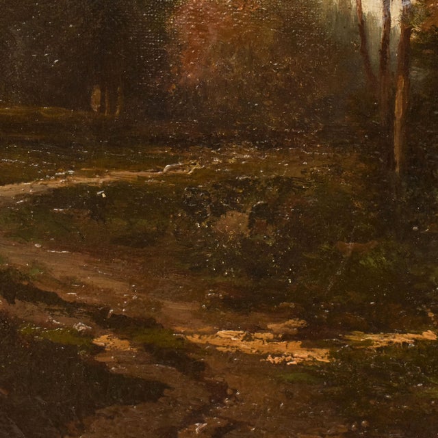 River Landscape with Fishermen, 19th Century, Oil Painting on Canvas, Framed For Sale - Image 9 of 12
