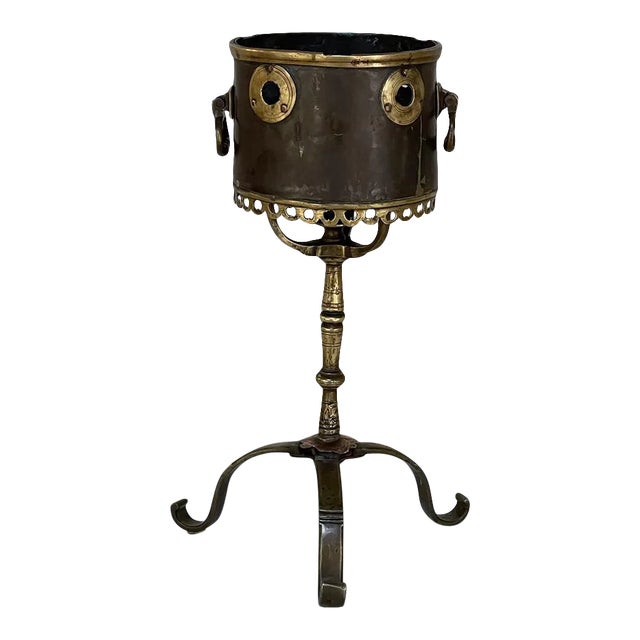 18th Century Dutch Bronze & Copper Tea Kettle Warmer For Sale