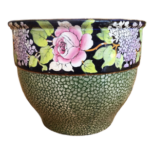 Vintage Winton 1950’s Chintz Hand Painted Roses and Lilacs Cachepot