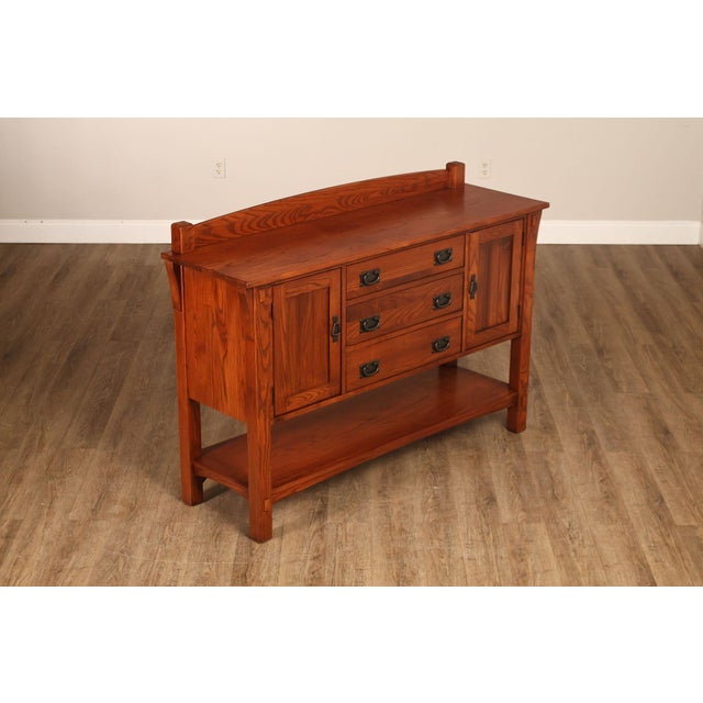 High Quality American Made Solid Wood Arts And Crafts Sideboard By Nichols & Stone Featuring A Rectangular Top With Raised...