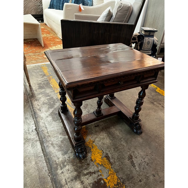 Wood Antique 19th Century Italian Renaissance Revival Walnut Side Table For Sale - Image 7 of 7