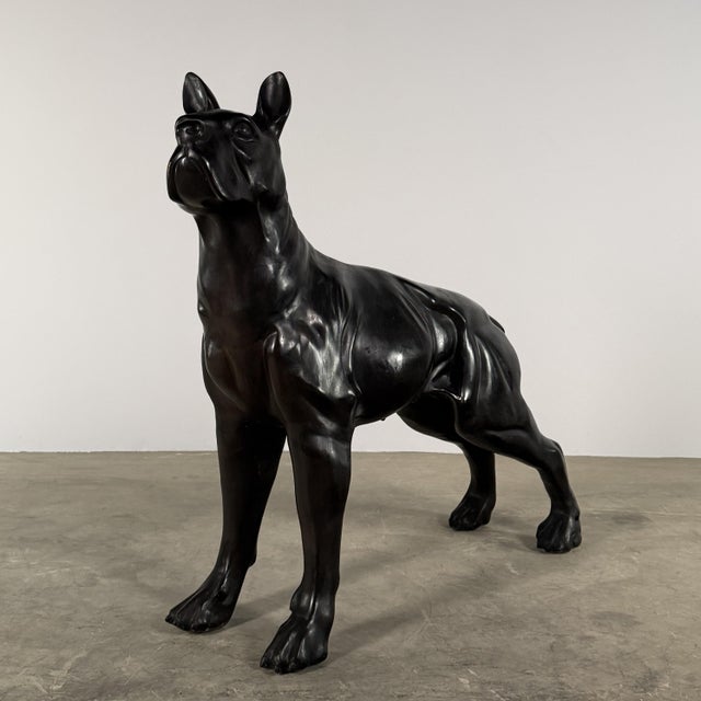 Life-Size Boxer Dog Bronze Sculpture – 42”h Contemporary Canine Statue For Sale - Image 4 of 10